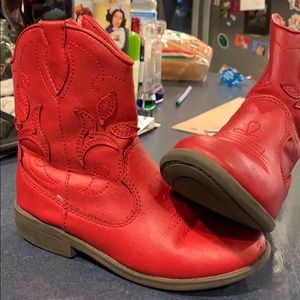 Cat and Jack size 13 red low cowboy boots.